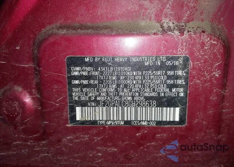 2016 Subaru Crosstrek 2.0I Limited z USA, uszkodzony, nr VIN JF2GPALC8GH298638